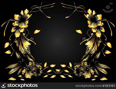 vintage gold floral frame vector illustration