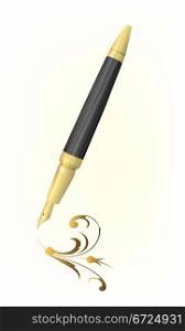 vintage golden pen drawing arabesque