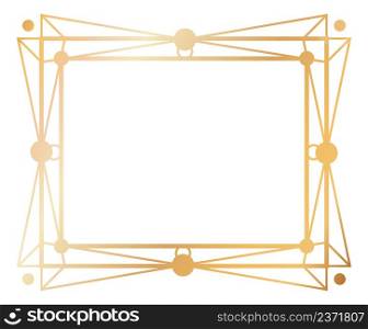 Vintage golden rectangular frame. Geometric line pattern isolated on white background. Vintage golden rectangular frame. Geometric line pattern