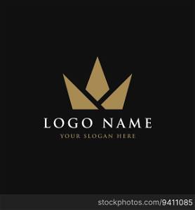 Vintage Golden Royal Crown logo design with elegant and luxury geometric with creative idea.Logo for business, beauty and salon.