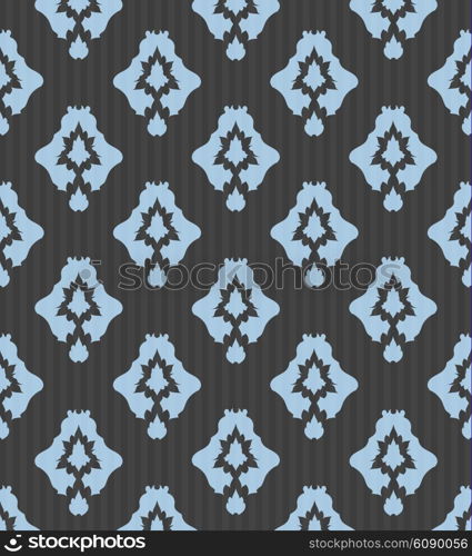 Vintage Gray And Blue Seamless Floral Pattern Ornament With Clipping Mask