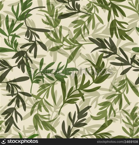 Vintage green leaves seamless pattern vector illustration. Vintage green leaves seamless pattern