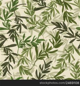 Vintage green leaves seamless pattern vector illustration. Vintage green leaves seamless pattern