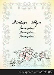 vintage greeting card with rose