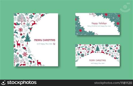 Vintage greeting card with text for happy holidays,Christmas,new year or invitation,vector illustration