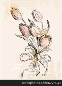 vintage greeting card with tulips