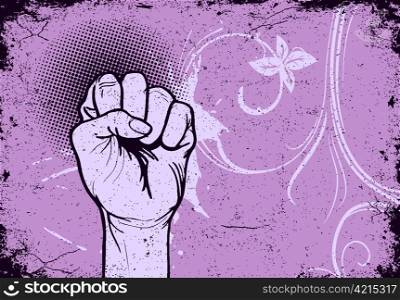 vintage grunge background with fist vector illustration