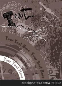 vintage grunge background with floral vector illustration