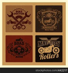 Vintage grunge motorcycle label. Motorbike vector emblems design illustration. Vintage grunge motorcycle label