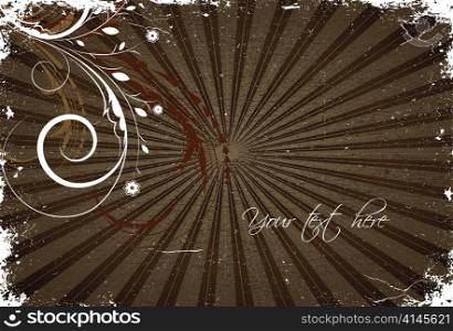vintage grunge ray with floral vector illustration