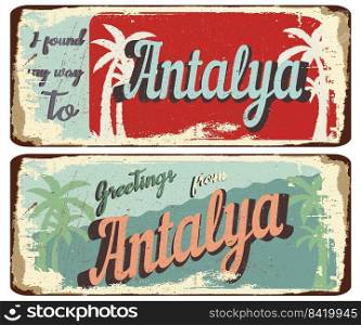 vintage grunge retro sign welcome to antalya ,greetings from antalya