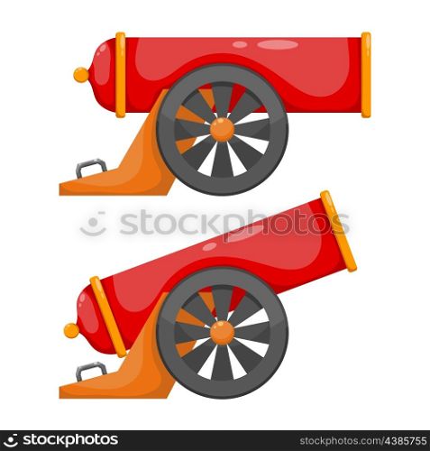 Vintage gun. Color image of medieval gun on a white background. Cartoon style. The subject of war and aggression. Stock vector illustration