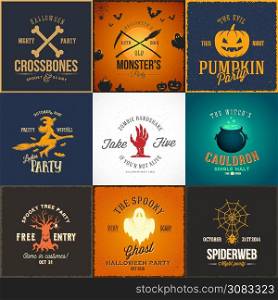 Vintage Halloween Party Vector Cards set
