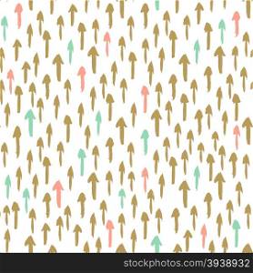 Vintage hand drawn doodle seamless pattern with pink, blue and gold arrows. Design for paper, wallpaper, textile, fabric, and other progects.