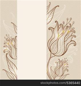 Vintage hand drawn floral background with tulips