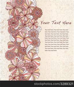 Vintage, hand drawn flowers make up border with large text area.