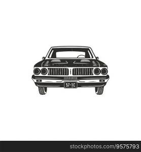 Vintage hand drawn muscle car retro car symbol vector image