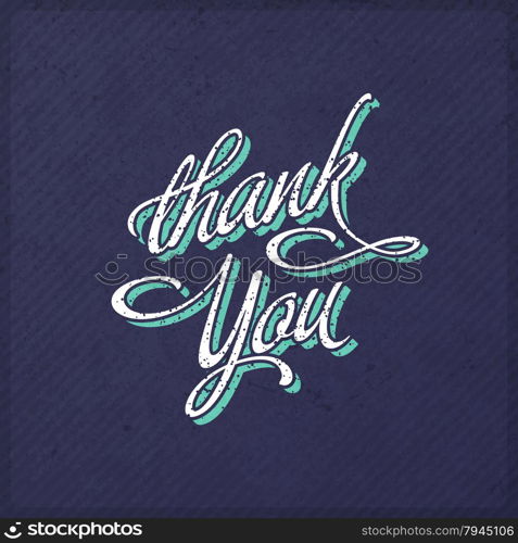Vintage Hand Lettered Thank You Note with Old, Textured, Grungy Paper