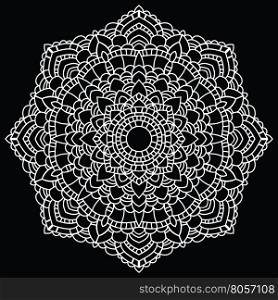 Vintage handmade doily. Round Vector pattern. Lace illustration.. Round lace pattern. Mandala.