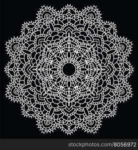 Vintage handmade knitted doily. Round lace pattern. Vector illustration.. Crochet lace mandala.