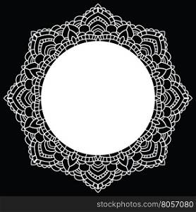 Vintage handmade knitted doily. Round lace pattern. Vector illustration.. Round lace pattern. Mandala. Vector illustration.