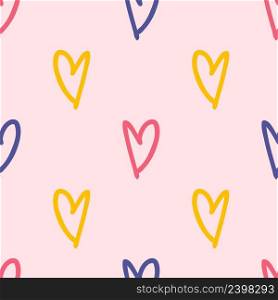 Vintage heart doodle pattern, great design for any purposes. Holiday background in trendy vector style. Sketch style vector illustration for decor and design.