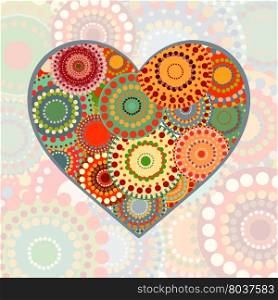 Vintage heart on pastel background. Vintage background for wedding Valentine day romance love. Vintage heart on pastel background
