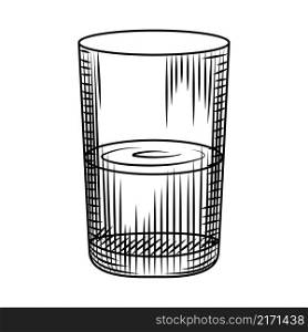 Vintage highball glass isolated on white background. Collin glass hand drawn sketch. Engraving vintage style. Vector illustration.. Vintage highball glass isolated on white background. Collin glass hand drawn sketch.