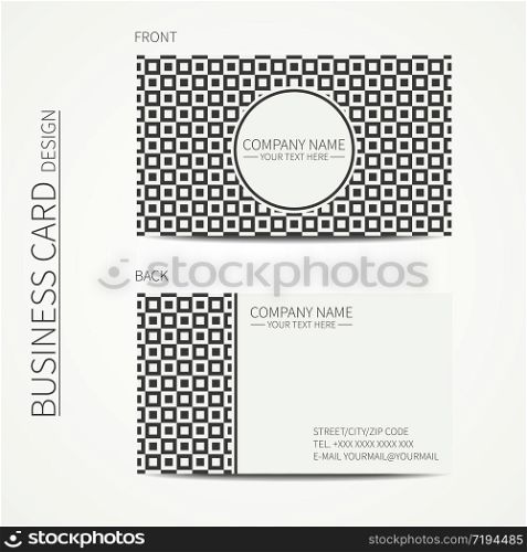 Vintage hipster simple monochrome business card template for your design. Line seamless geometric pattern with cube, square. Trendy calling card. Vector design.. Vintage hipster simple monochrome business card template for your design. Line seamless geometric pattern with cube, square. Trendy calling card. Vector design eps10.
