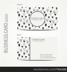Vintage hipster simple monochrome business card template for your design. Line seamless pattern with geometric pattern with rhombus, square. Trendy calling card. . Vintage hipster simple monochrome business card template for your design. Line seamless geometric pattern with rhombus, square. Trendy calling card. Vector design eps10.