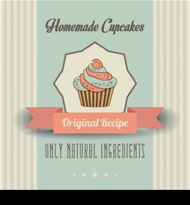 vintage homemade cupcakes poster, in vector format