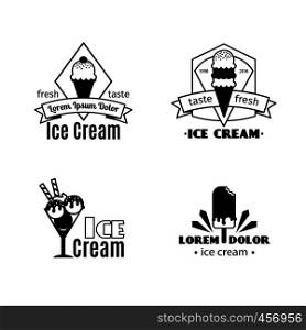 Vintage ice cream black logo templates for cafe and restaurant vector illustration. Vintage ice cream black logo templates