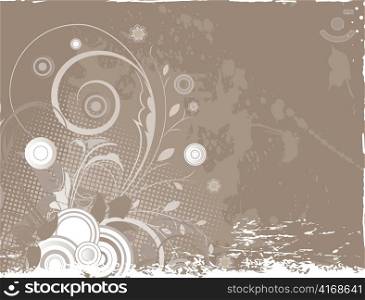 vintage illustration of a background with floral and grunge