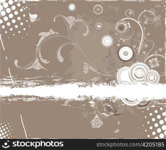 vintage illustration of a background with floral and grunge