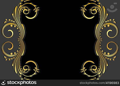 vintage illustration of a floral background with gold