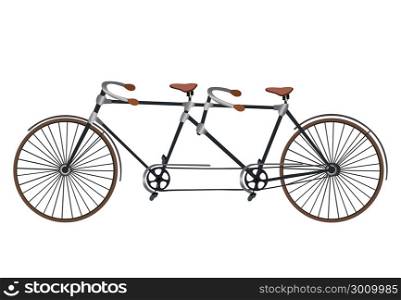 Vintage Illustration of tandem bicycle over white background vector