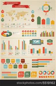 Vintage infographics set. World Map and Information Graphics