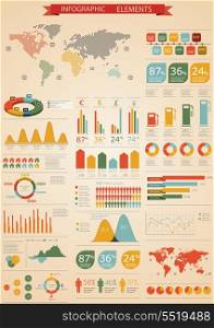 Vintage infographics set. World Map and Information Graphics