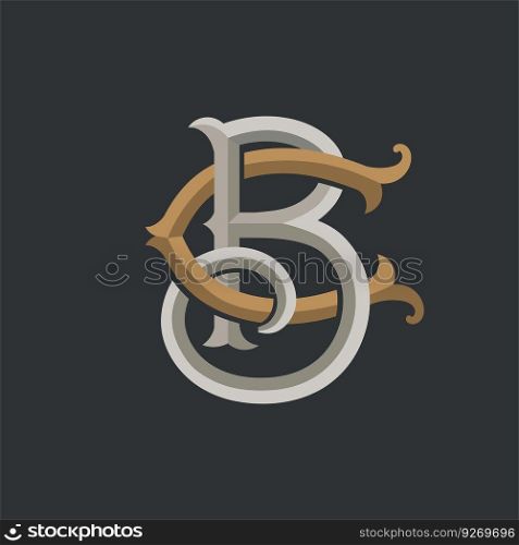 Vintage Interlocking Monogram initial letter BC or CB vector illustration
