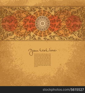 Vintage invitation card on grunge background with floral ornament&#x9;&#xA;