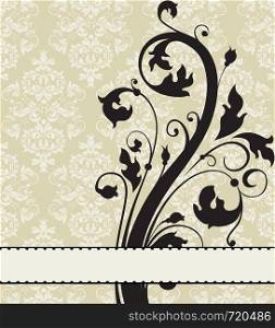 Vintage invitation card with abstract floral background