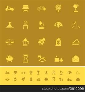 Vintage item color icons on brown background, stock vector