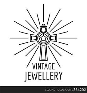 Vintage jewellery logo. Outline illustration of vintage jewellery vector logo for web design isolated on white background. Vintage jewellery logo, outline style