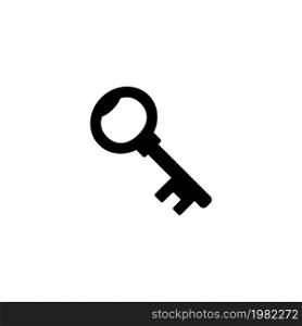 Vintage Key. Flat Vector Icon. Simple black symbol on white background. Vintage Key Flat Vector Icon
