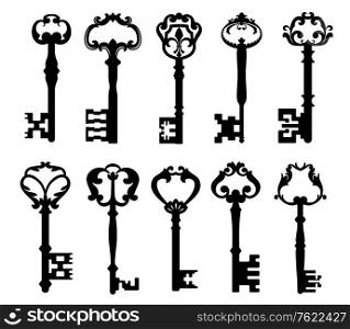 Vintage keys isolated on white for retro concept design