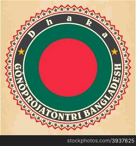 Vintage label cards of Bangladesh flag. Vector illustration