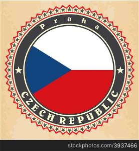 Vintage label cards of Czech Republic flag. Vector