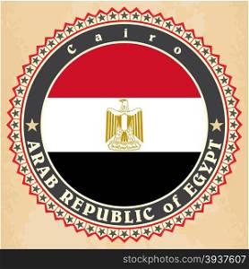 Vintage label cards of Egypt flag. Vector illustration