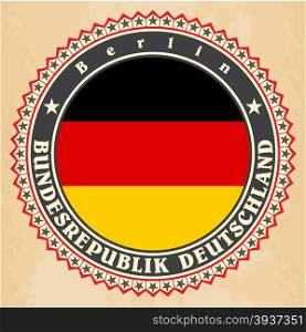 Vintage label cards of Germany flag. Vector