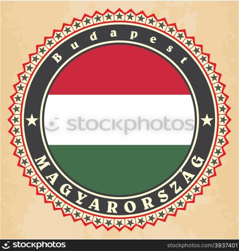 Vintage label cards of Hungary flag. Vector